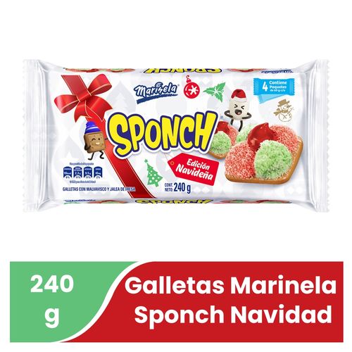 Galletas con malvavisco Marinela Sponch y jalea de fresa edición navidad - 240 g