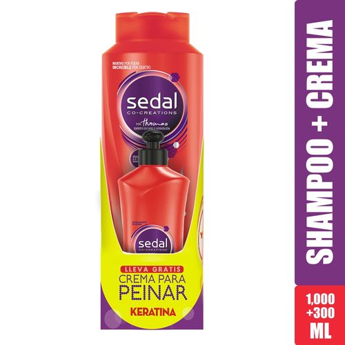 Shampoo Sedal Keratina 1000 ml + Crema Para Peinar+C392 300 ml