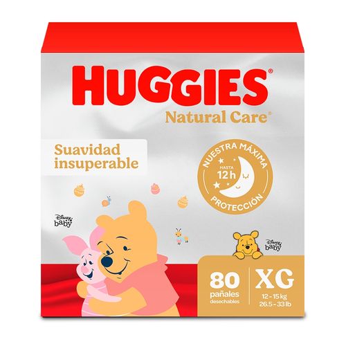 Pañales Huggies Natural Care Etapa 4/XG Suavidad Insuperable - 80 uds