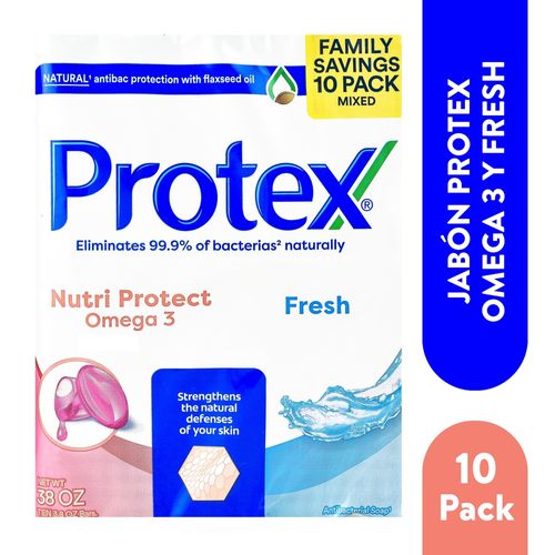 Jabón Protex mix fresh y omega 10 pack - 1100 g
