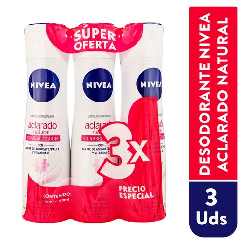 Desodorante Nivea en Spray Femenino Tono Natural Classic Touch - 150 ml
