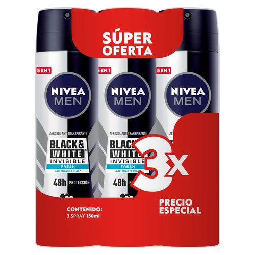 Deo Nivea Spray Bw Fresh Male 3Pk 450Ml