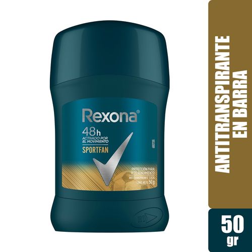 Desodorante Rexona Caballero SportFan, Protección Para Alto Rendimiento Barra - 50 g