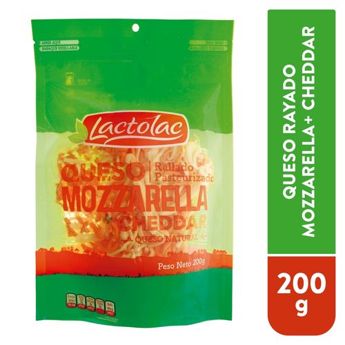 Queso Lactosa Rayado Mozzarella Cheddar 200 g