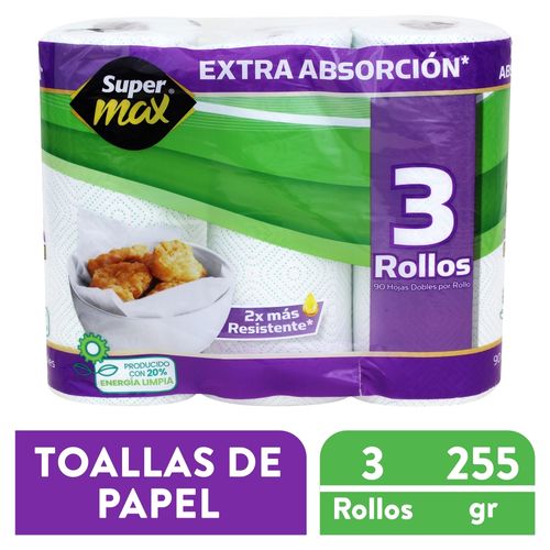 Toalla Cocina Supermax Premium 3 Rollos - 90 hojas