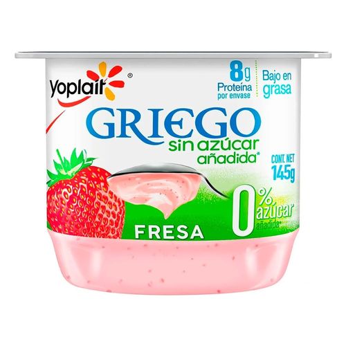 Yogurt Yoplait, Griego Batido Sin Azúcar Fresa - 145g