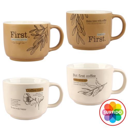 Taza Mainstays de porcelana con diseño surtido -400 ml