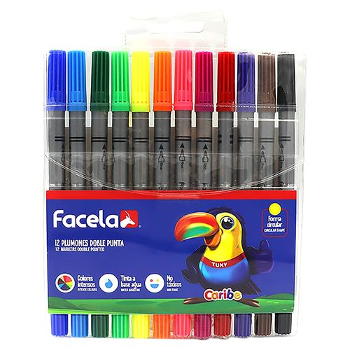 Plumon Facela Doble Punta 12 Unidades