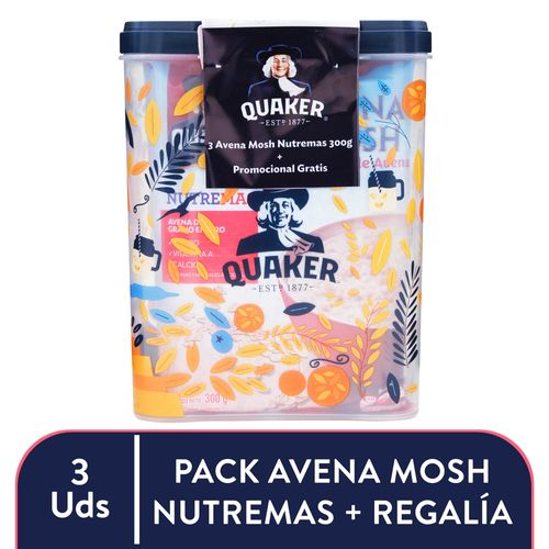 Avena Quaker mosh más contenedor 3 pack - 872 g