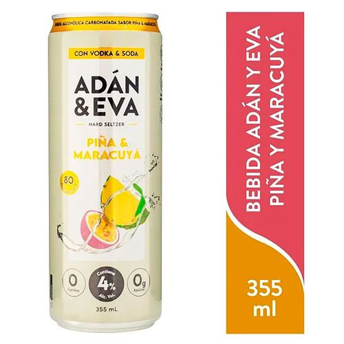 Bebida Adan Y Eva Sabor A Maracuya Y Piña Con Ron - 355 ml