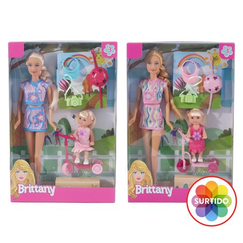 Muñeca Brittany con hija y scooter surtido