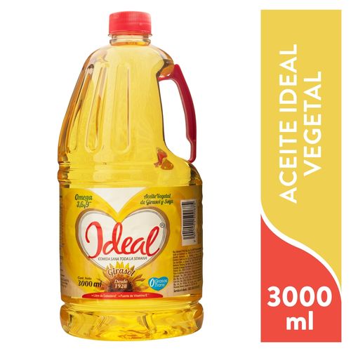 Aceite Vegetal De Girasol y Soya Ideal - 3000 ml
