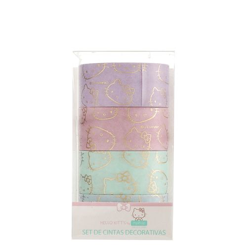 Cinta decorativa Hello Kitty, washi -4 pzas