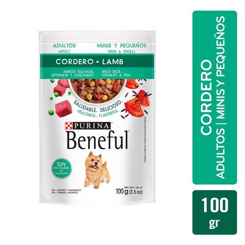 Alimento Húmedo Purina Beneful para perro adulto minis y pequeños sabor cordero - 100 g