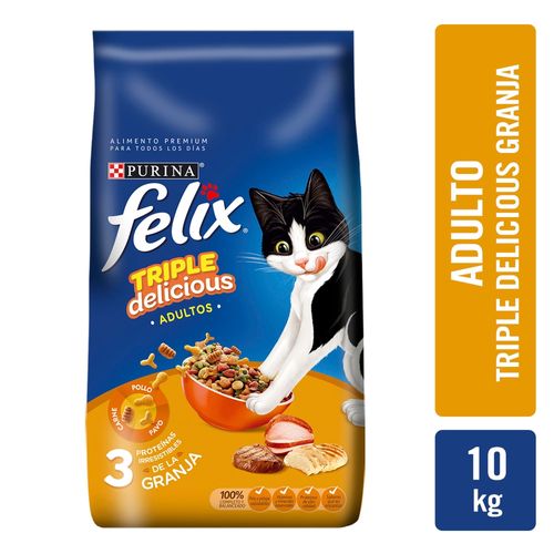 Comida para Gatos Felix adulto Triple delicious granja 10 kg