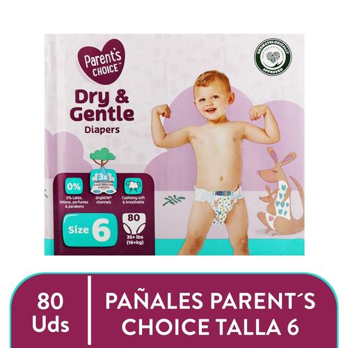 Pañales Parent's Choice Dry and Gentle T6 - 80 Unidades