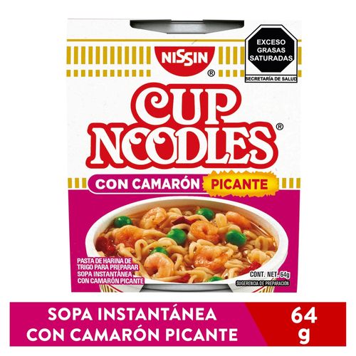 Sopa instantánea Nissin camarón picante vaso - 64 g