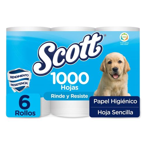 Papel Higiénico Scott 1000 Hojas - 6 Rollos