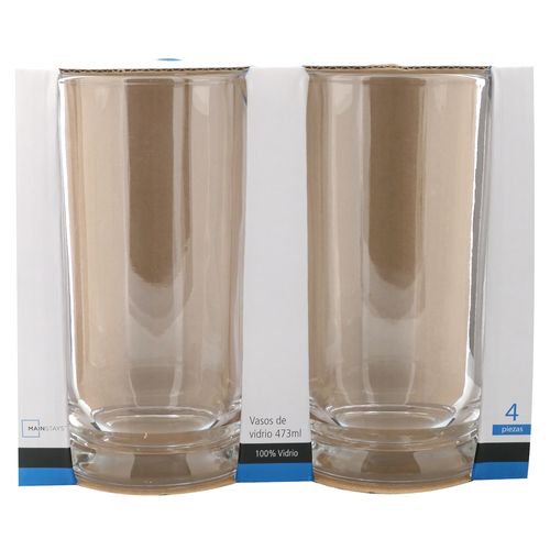 Set vasos Mainstays de vidrio 4 unidades - 473 ml