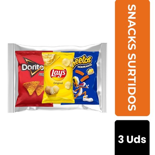 Snack Frito Lay Pack 3 unidades Variedad Lays, Doritos y Cheetos - 310 g