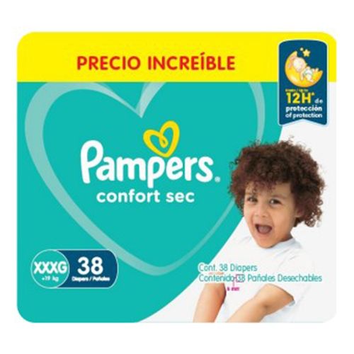 Pañales Pampers desechables confort sec  XXXG -38 Uds