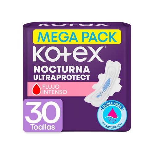Toallas Femeninas Kotex Nocturna - 30 Uds