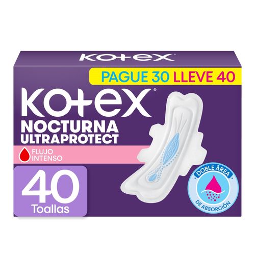 Toallas femeninas Kotex nocturna ultraprotect - 40 Uds