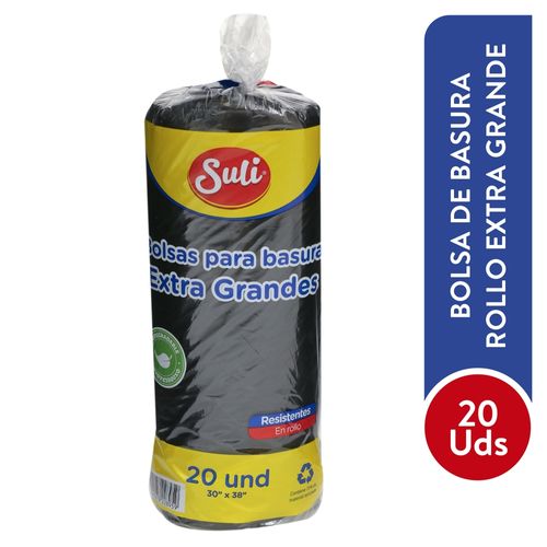 Bolsa Para Basura Suli Color Negro Rollo XG - 20 Unidades