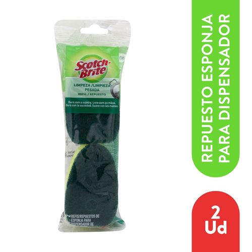 Repuesto Dishwand Scotch brite limpieza pesada - 2 Uds
