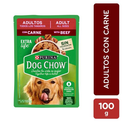 Alimento húmedo Purina Dog Chow para perro adultos todos los tamaños sabor carne - 100 g