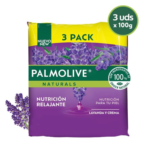 Jabón Corporal Palmolive Naturals Nutrición Relajante Lavanda Y Crema 3 Pack - 300 g