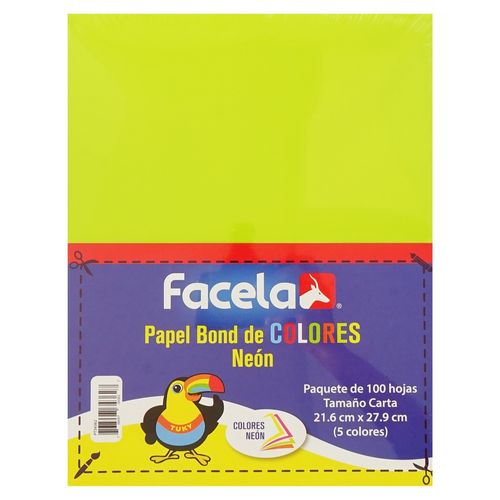 Papel Bond  Facela Colores  Surtidos Tamaño Carta -100 Hojas