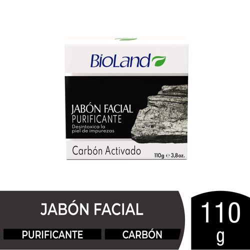 Jabón Facial Purificante Bioland Barra Carbón Activado - 110 g