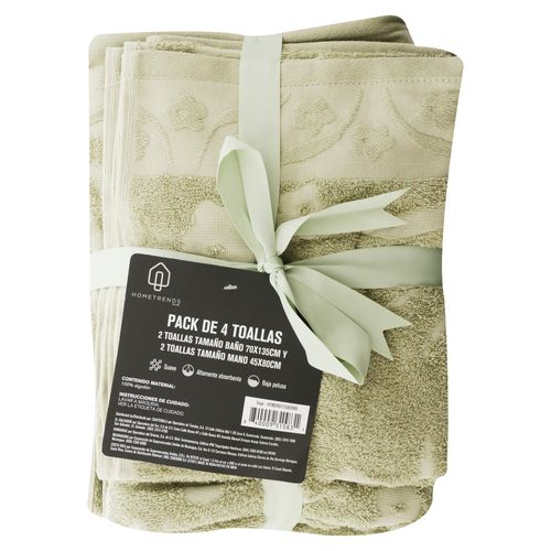 Set Toalla Bano Y Manos Jacquard Salvia