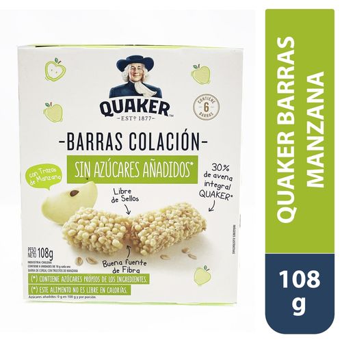 Barra Quaker Colaci Trozos Manzan 108 Gr