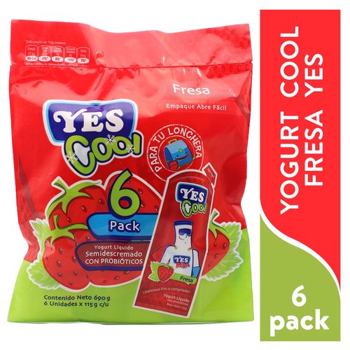 6 Pack Yogurt Yes Cool Fresa - 115 g