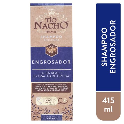 Shampoo Tío Nacho Engrosador Jalea Real+ Extracto de Ortiga - 415 ml