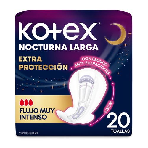 Toallas Femeninas Kotex Nocturna Extra Protección - 20 Uds