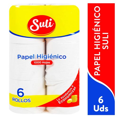 Papel Higiénico Suli 1000 Hojas - 6 Rollos