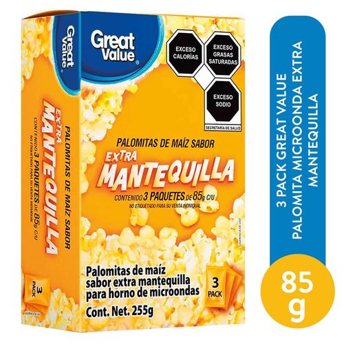 Palomitas Great Value De Maíz Extra Mantequilla 3 PACK - 255 g