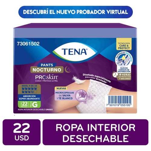 Pañal para adulto Tena pants nocturnos talla G - 22 Uds