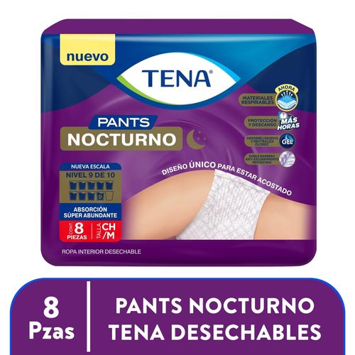 Pañal para adulto Tena pants nocturnos talla M - 8 Uds
