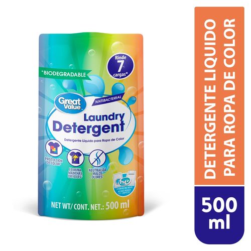 Detergente Great Value Líquido Ropa De Color Pouch - 500 ml
