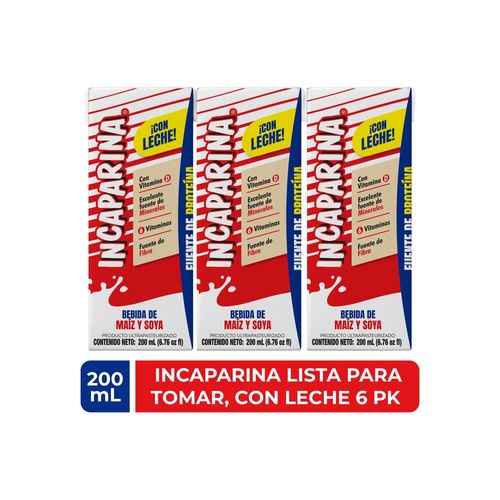 Leche de soya Incaparina Con Leche 6 Pack - 1200 ml