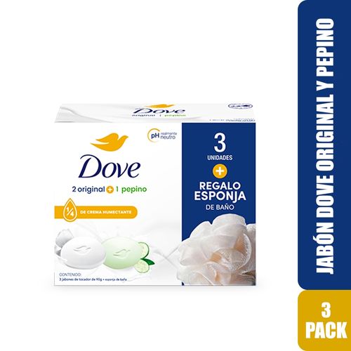 Jabón Dove Original y Fresh Pepino Más Regalo Esponja 3 pack - 270 g