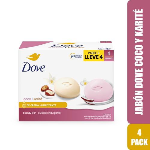 Jabón Dove Coco y Karité 4 pack - 360 g