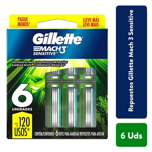 Gillette Mach 3 Sensitive 6u Repuesto