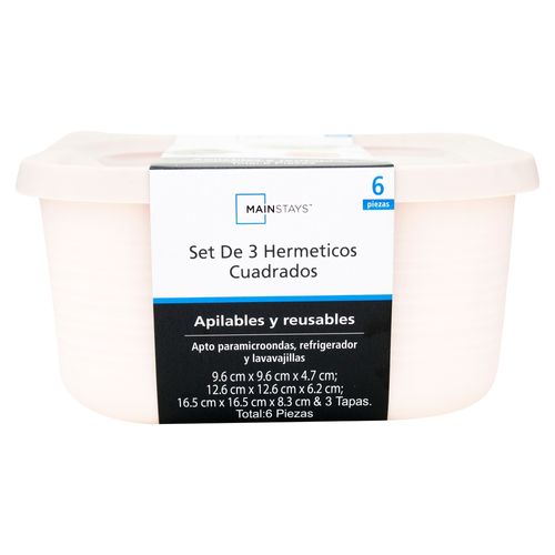 Set De 3 Hermeticos Cuadrados