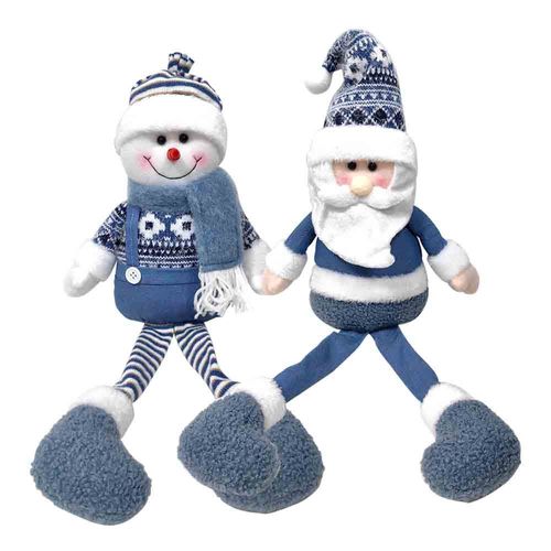 Figura Holiday Time De Tela Sentada Color Azul - 54 cm