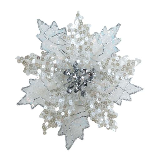 Clip Holiday Time Flor Pascua Plateada Navideña
